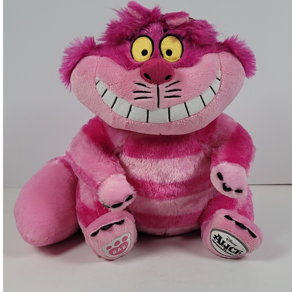 Build-A-Bear Disney Alice in Wonderland Cheshire Cat Pink Striped Plush NWT 12"